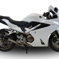 Exhaust compatible with Honda VFR800F 2017-2020, Furore Evo4 Nero, Slip-on exhaust including removable db killer and link pipe, EPA-compliant 