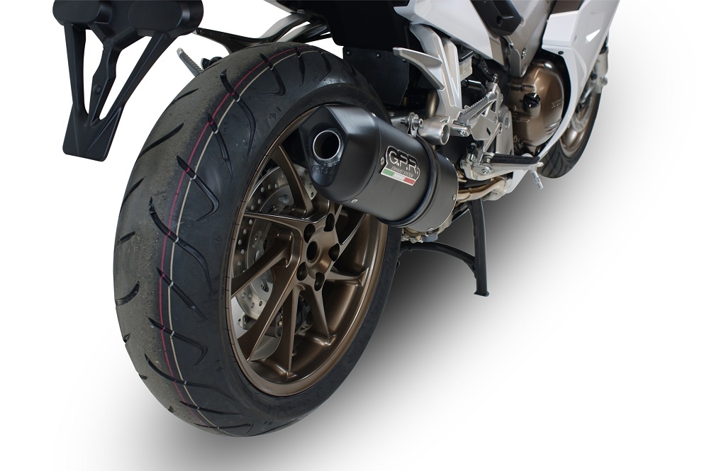 Exhaust compatible with Honda VFR800F 2014-2016, Furore Nero, Slip-on exhaust including removable db killer and link pipe, EPA-compliant 
