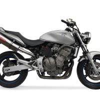 Exhaust compatible with Honda CB600F Hornet 1998-2002, Trioval, Slip-on exhaust including removable db killer and link pipe, EPA-compliant 