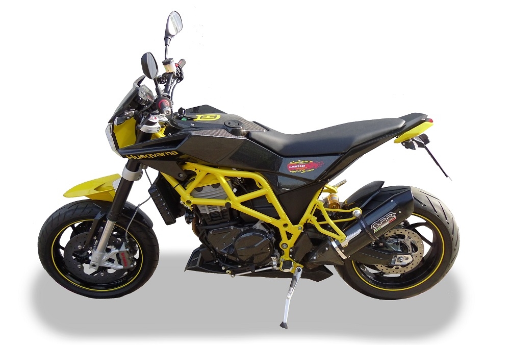 Exhaust compatible with Husqvarna Nuda 900 900R 2012-2013, Furore Nero, Slip-on exhaust including removable db killer and link pipe, EPA-compliant 
