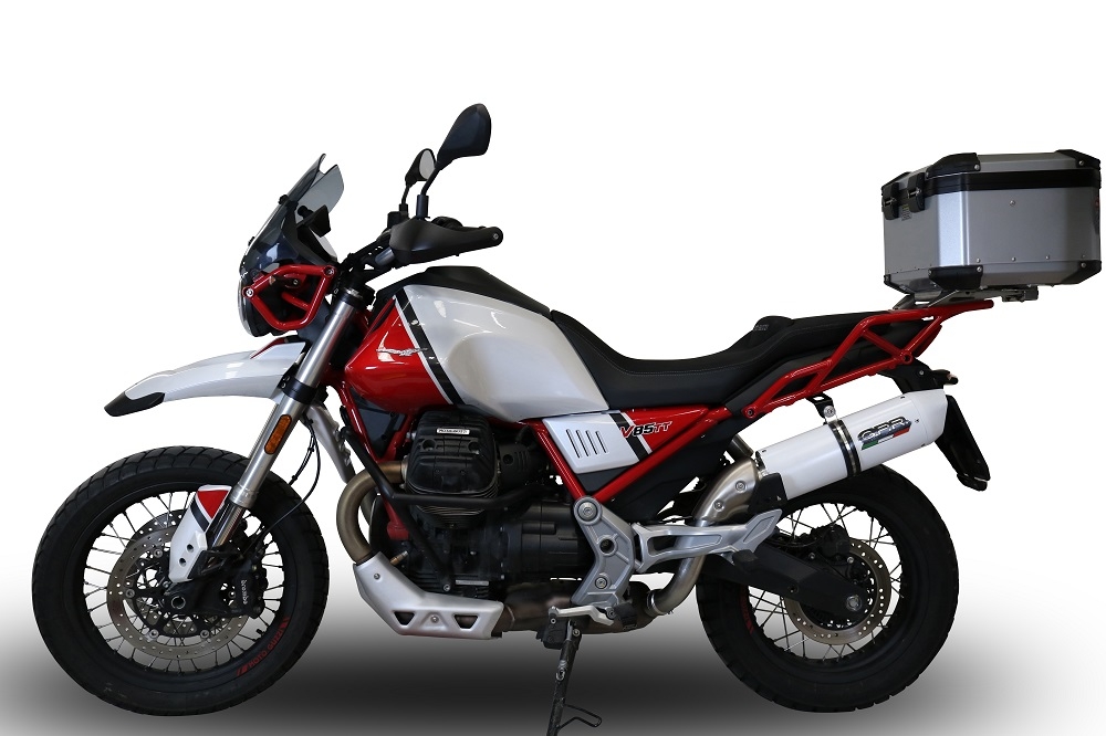 Exhaust compatible with Moto Guzzi V85TT 2021-2024, Albus Evo4, Slip-on exhaust including removable db killer and link pipe, EPA-compliant 