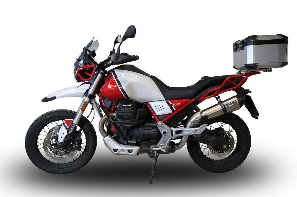 GPR exhaust compatible with  Moto Guzzi V85TT 2019-2020, New Grand Prix Evo Titanium, Slip-on exhaust including link pipe 