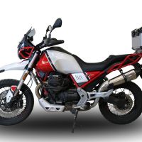 GPR exhaust compatible with  Moto Guzzi V85TT 2019-2020, New Grand Prix Evo Titanium, Slip-on exhaust including link pipe 