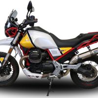 Exhaust compatible with Moto Guzzi V85TT 2019-2020, M3 Titanium Natural, Slip-on exhaust including removable db killer and link pipe, EPA-compliant 