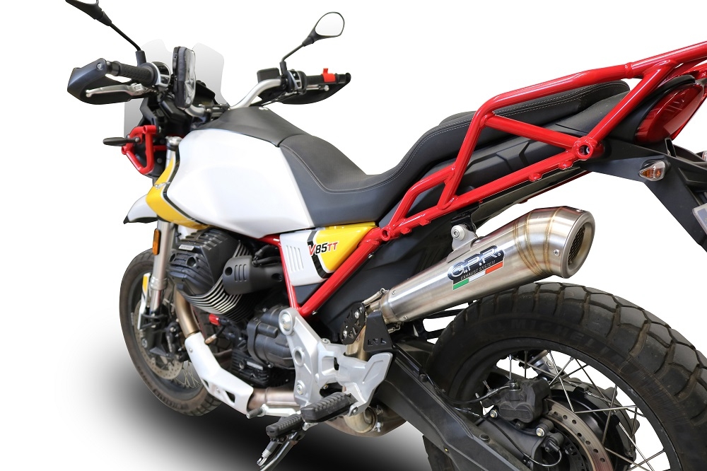 Exhaust compatible with Moto Guzzi V85TT 2021-2024, Powercone Evo, Slip-on exhaust including removable db killer and link pipe, EPA-compliant 