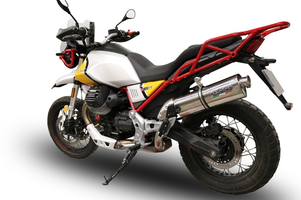 Exhaust compatible with Moto Guzzi V85TT 2021-2024, Trioval, Slip-on exhaust including removable db killer and link pipe, EPA-compliant 
