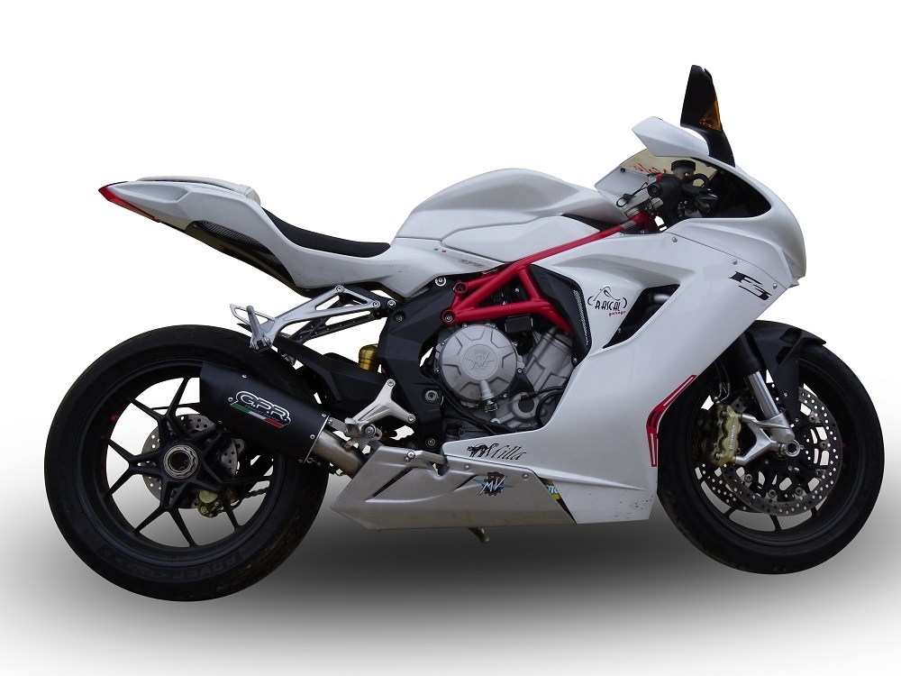 Exhaust compatible with Mv Agusta Brutale 675 2012-2015, Furore Nero, Slip-on exhaust including removable db killer and link pipe, EPA-compliant 