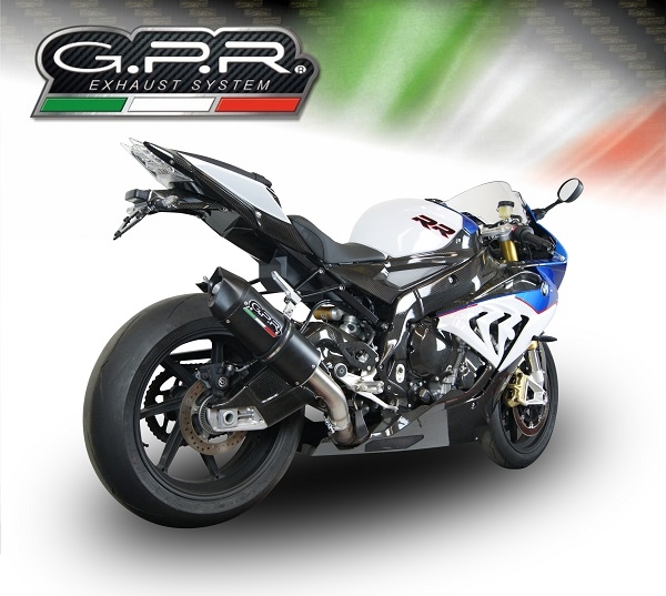 Exhaust compatible with Bmw S1000RR 2015-2016, Furore Nero, Slip-on exhaust including removable db killer and link pipe, EPA-compliant 