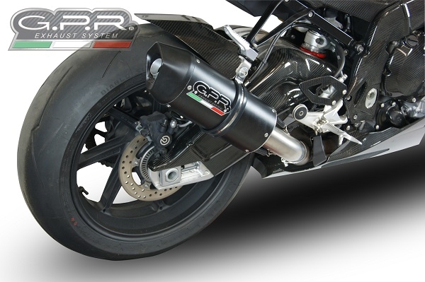 Exhaust compatible with Bmw S1000RR 2015-2016, Furore Nero, Slip-on exhaust including removable db killer and link pipe, EPA-compliant 