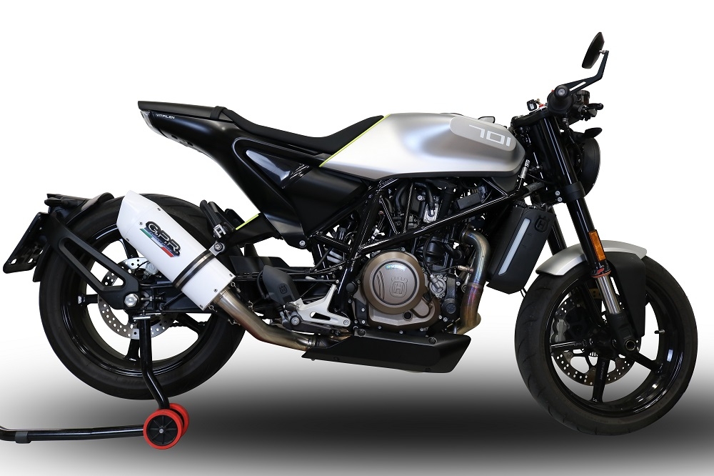 Exhaust compatible with Husqvarna Svartpilen 701 2018-2020, Albus Evo4, Slip-on exhaust including removable db killer and link pipe, EPA-compliant 