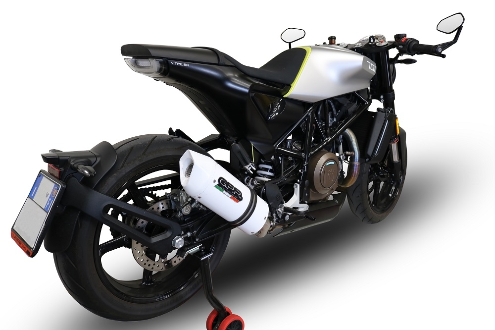 Exhaust compatible with Husqvarna Svartpilen 701 2018-2020, Albus Evo4, Slip-on exhaust including removable db killer and link pipe, EPA-compliant 