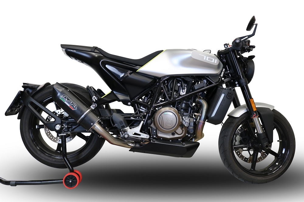 Exhaust compatible with Husqvarna Vitpilen 701 2018-2020, Furore Evo4 Nero, Slip-on exhaust including removable db killer and link pipe, EPA-compliant 