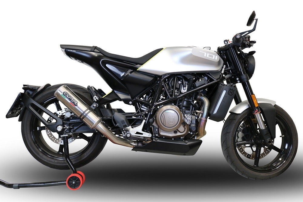 Exhaust compatible with Husqvarna Svartpilen 701 2018-2020, M3 Inox , Slip-on exhaust including removable db killer and link pipe, EPA-compliant 