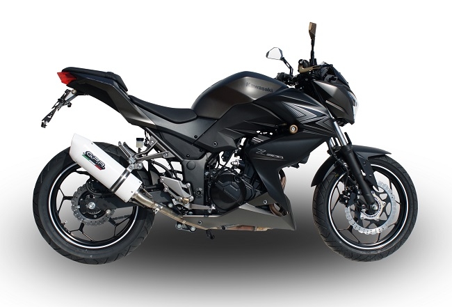 Exhaust compatible with Kawasaki Z300 2014-2017, Albus Ceramic, Slip-on exhaust including removable db killer and link pipe, EPA-compliant 