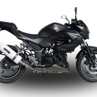 Exhaust compatible with Kawasaki Z300 2014-2017, Albus Ceramic, Slip-on exhaust including removable db killer and link pipe, EPA-compliant 
