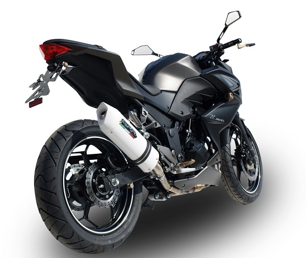 Exhaust compatible with Kawasaki Z300 2014-2017, Albus Ceramic, Slip-on exhaust including removable db killer and link pipe, EPA-compliant 