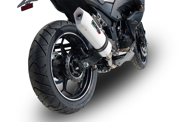 Exhaust compatible with Kawasaki Z300 2014-2017, Albus Ceramic, Slip-on exhaust including removable db killer and link pipe, EPA-compliant 