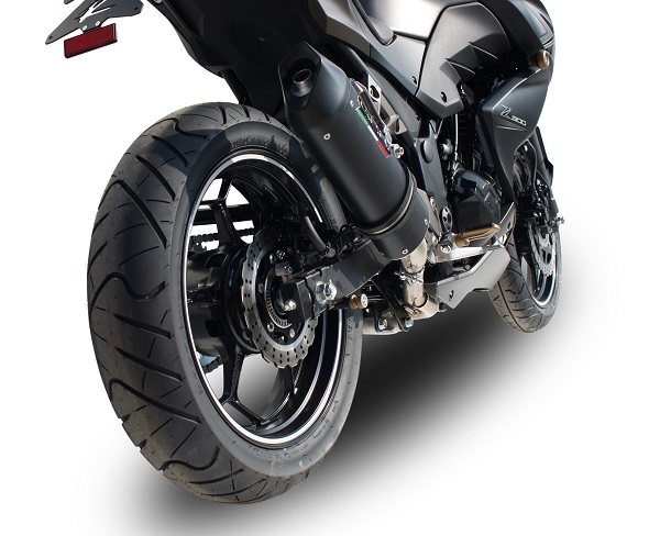 Exhaust compatible with Kawasaki Z300 2014-2017, Furore Nero, Slip-on exhaust including removable db killer and link pipe, EPA-compliant 