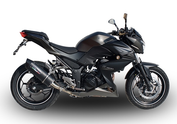 Exhaust compatible with Kawasaki Z300 2014-2017, Furore Nero, Slip-on exhaust including removable db killer and link pipe, EPA-compliant 