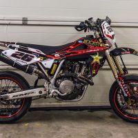 Exhaust compatible with Husqvarna Sm - Te 510 R 2004-2006, Furore Poppy, Slip-on exhaust including removable db killer and link pipe, EPA-compliant 