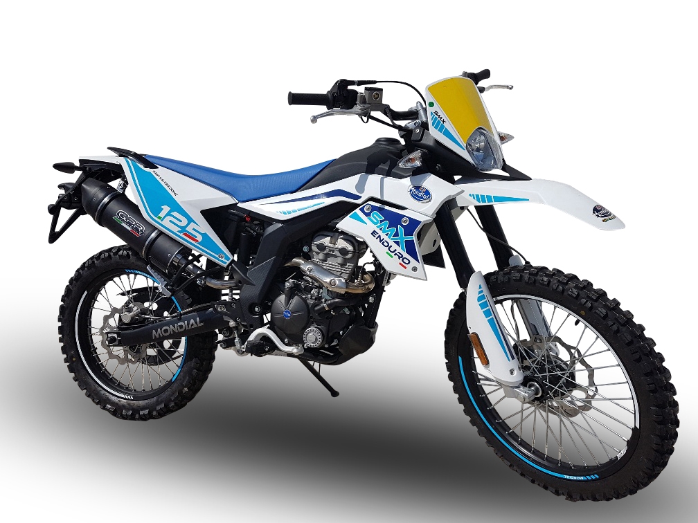 Exhaust compatible with F.B. Mondial Smx 125 Enduro 2018-2020, Furore Poppy, Slip-on exhaust including link pipe and removable db killer 