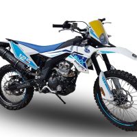 Exhaust compatible with F.B. Mondial Smx 125 Enduro 2018-2020, Furore Poppy, Slip-on exhaust including link pipe and removable db killer 