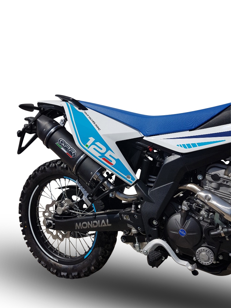 Exhaust compatible with F.B. Mondial Smx 125 Enduro 2021-2023, Furore Nero, Slip-on exhaust including link pipe and removable db killer 