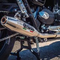 Exhaust compatible with Triumph Street Twin 900 2015-2019, Deeptone Inox, Dual slip-on including removable db killers and link pipes, EPA-compliant 