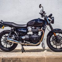 Exhaust compatible with Triumph Street Twin 900 2015-2019, Vintacone, Dual slip-on including removable db killers and link pipes, EPA-compliant 