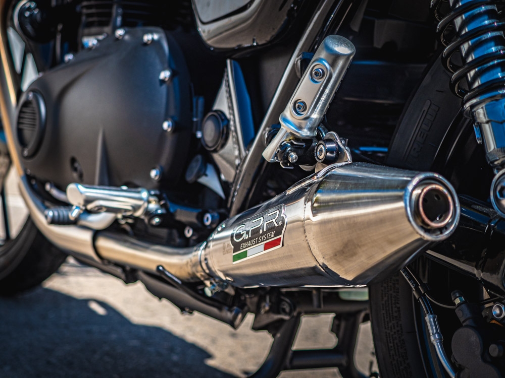 Exhaust compatible with Triumph Street Twin 900 2020-2021, Vintacone, Dual slip-on including removable db killers and link pipes, EPA-compliant 