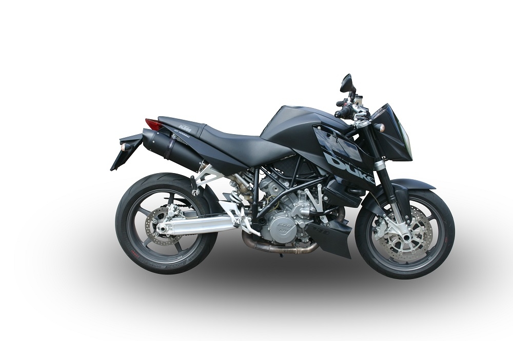 Exhaust compatible with Ktm 990 Superduke R 2004-2012, Furore Nero, Dual slip-on including removable db killers and link pipes, not EPA-compliant 