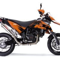 Exhaust compatible with Ktm Supermoto 690 2007-2009, Powercone Evo, Full system exhaust, including removable db killer 
