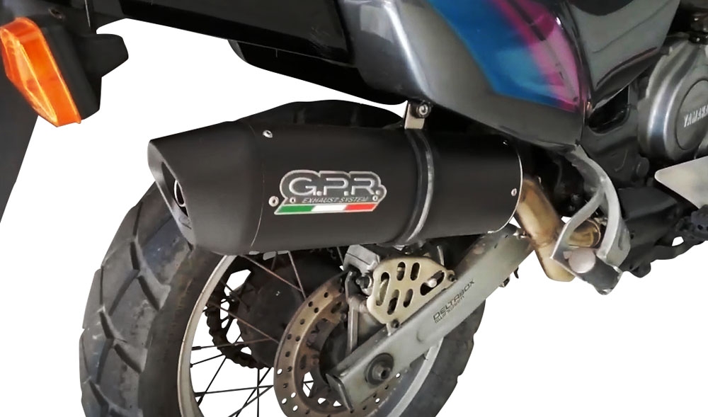 Exhaust compatible with Yamaha Xtz 750 Supertenere 1989-1997, Furore Nero, Slip-on exhaust including removable db killer and link pipe, EPA-compliant 