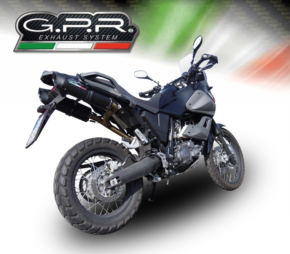 Exhaust compatible with Yamaha Xt 660 Z Teneré 2008-2016, Furore Nero, Dual slip-on including removable db killers and link pipes, not EPA-compliant 
