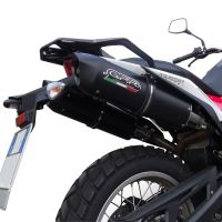 Exhaust compatible with Husqvarna TERRA - STRADA TR 650 2013-2015, Furore Nero, Dual slip-on including removable db killers and link pipes, not EPA-compliant 