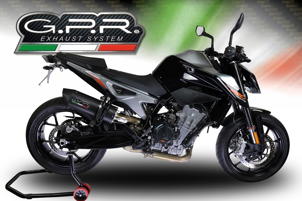 Exhaust compatible with Ktm 790 Duke 2021-2024, Furore Evo4 Nero, Slip-on exhaust including removable db killer and link pipe, EPA-compliant 