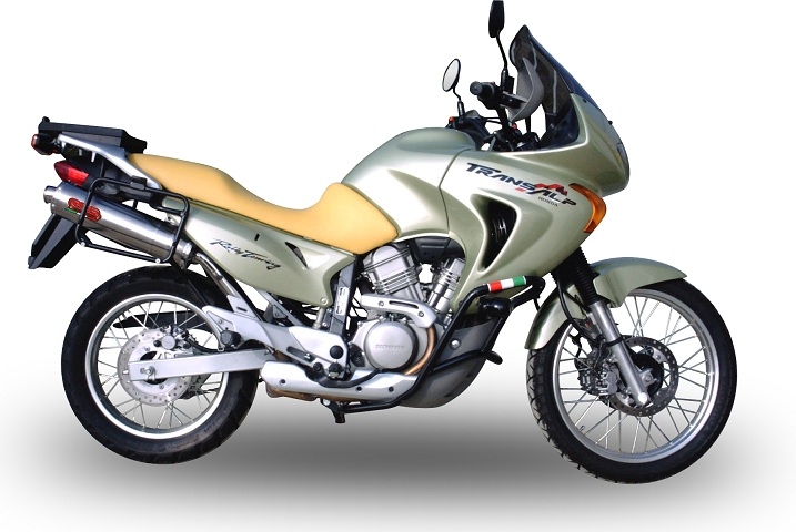 Exhaust compatible with Honda Transalp XL650V 2000-2006, Trioval, Slip-on exhaust including removable db killer and link pipe, EPA-compliant 