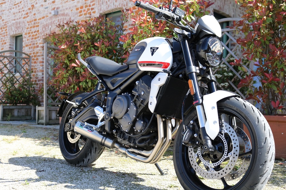 Exhaust compatible with Triumph Trident 660 2021-2024, M3 Titanium Natural, Full system exhaust, including removable db killer 