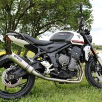 Exhaust compatible with Triumph Trident 660 2021-2024, M3 Titanium Natural, Full system exhaust, including removable db killer 