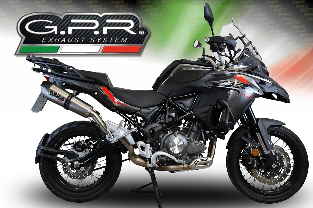 GPR exhaust compatible with  Benelli Trk 502 X 2017-2020, New Grand Prix Evo Titanium, Slip-on exhaust including removable db killer and link pipe, EPA-compliant 