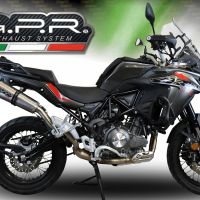 GPR exhaust compatible with  Benelli Trk 502 X 2017-2020, New Grand Prix Evo Titanium, Slip-on exhaust including removable db killer and link pipe, EPA-compliant 
