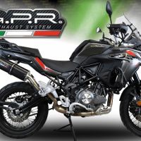 Exhaust compatible with Benelli Trk 502 X 2017-2020, Furore Evo4 Nero, Slip-on exhaust including removable db killer and link pipe, EPA-compliant 