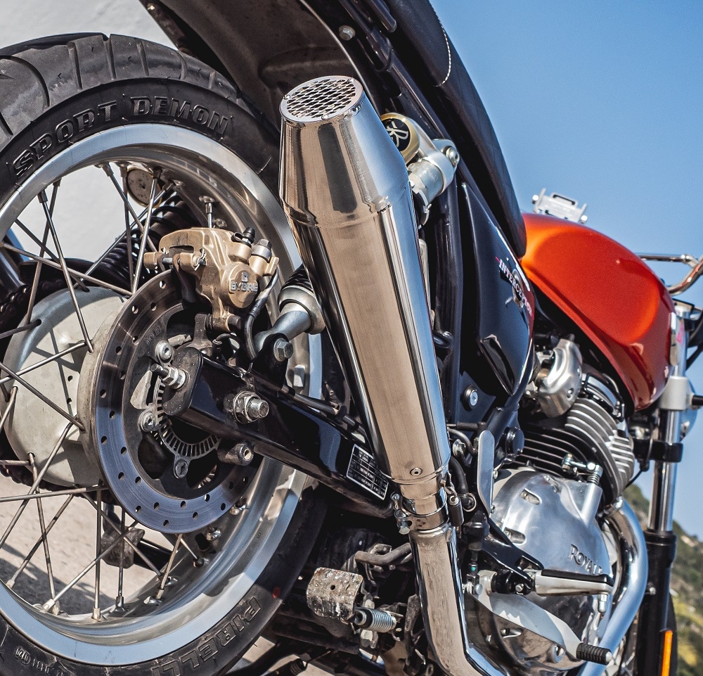 Exhaust compatible with Triumph Bonneville Thruxton 1200 2000-2004, Ultracone Inox Cafè Racer, Universal silencer without link pipe, EPA-compliant requirements 