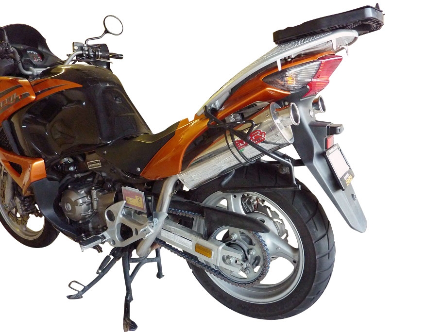 Exhaust compatible with Honda Varadero 1000 1999-2011, Trioval, Dual slip-on including removable db killers and link pipes, EPA-compliant 
