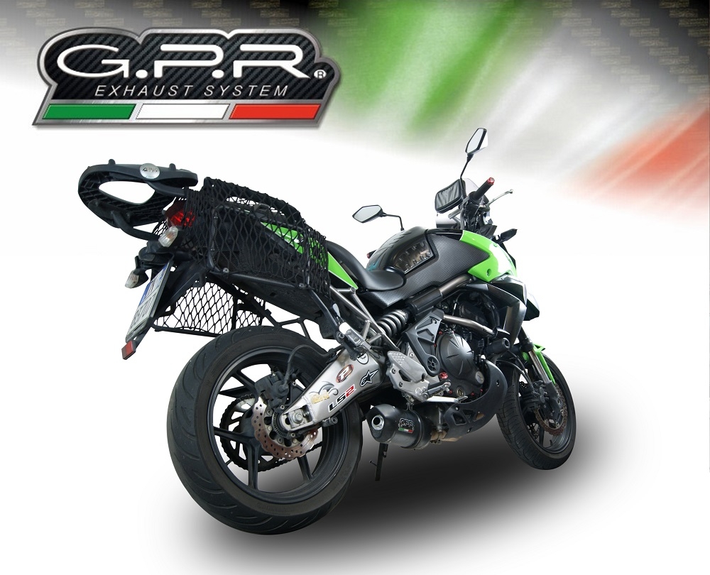 Exhaust compatible with Kawasaki Versys 650 2006-2014, Furore Nero, Slip-on exhaust including removable db killer and link pipe, not EPA-compliant 