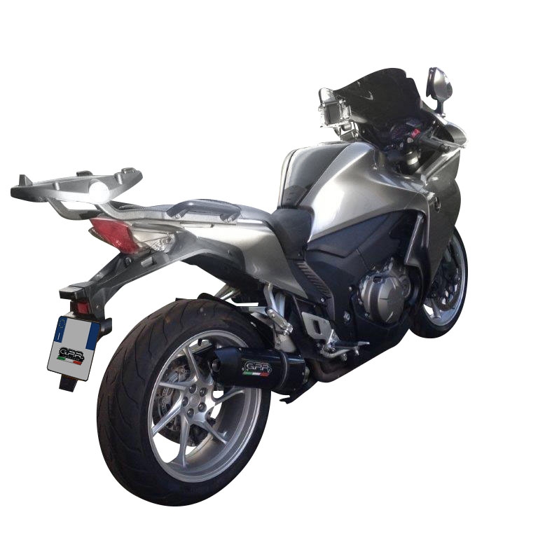 Exhaust compatible with Honda VFR1200F I.E. 2010-2016, Furore Nero, Slip-on exhaust including removable db killer and link pipe, EPA-compliant 