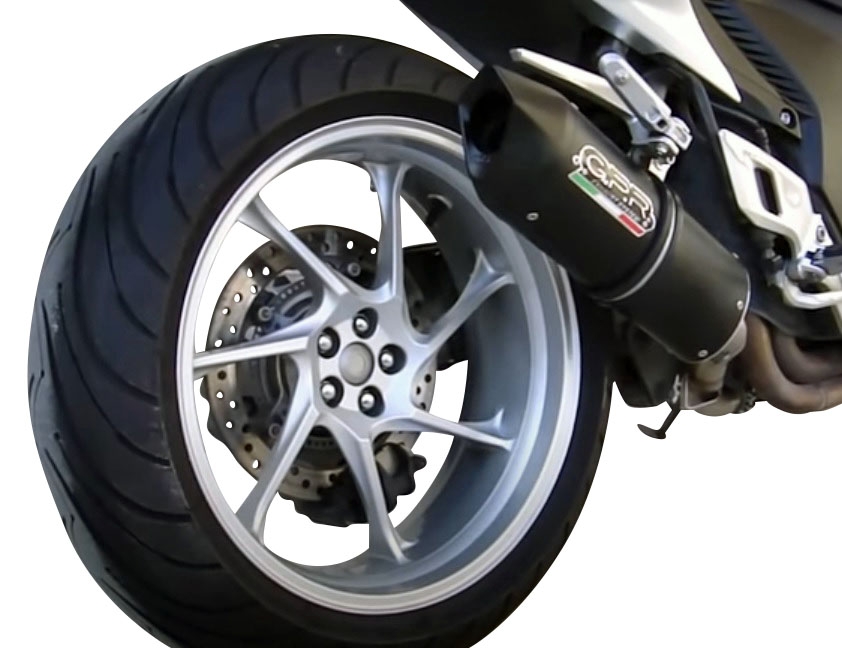 Exhaust compatible with Honda VFR1200F I.E. 2010-2016, Furore Nero, Slip-on exhaust including removable db killer and link pipe, EPA-compliant 