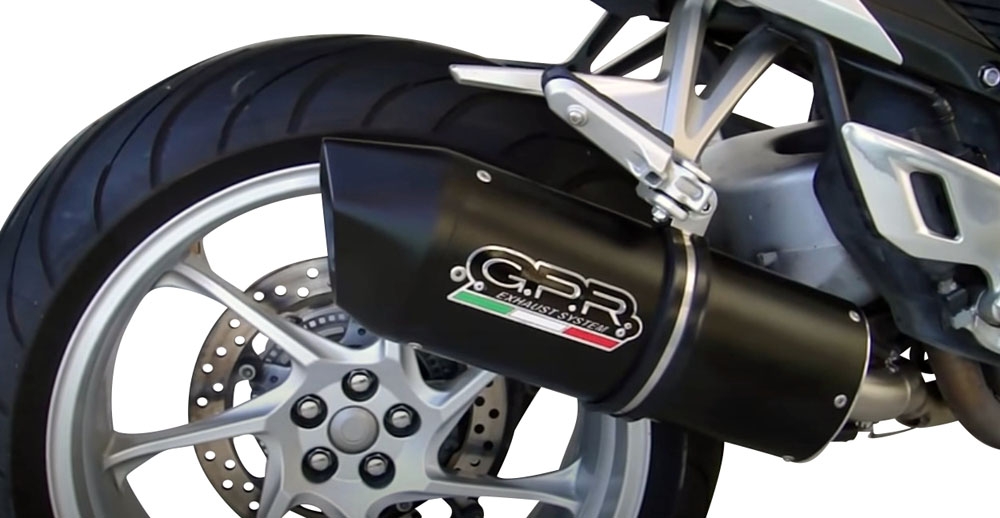 Exhaust compatible with Honda VFR1200F I.E. 2010-2016, Furore Nero, Slip-on exhaust including removable db killer and link pipe, EPA-compliant 