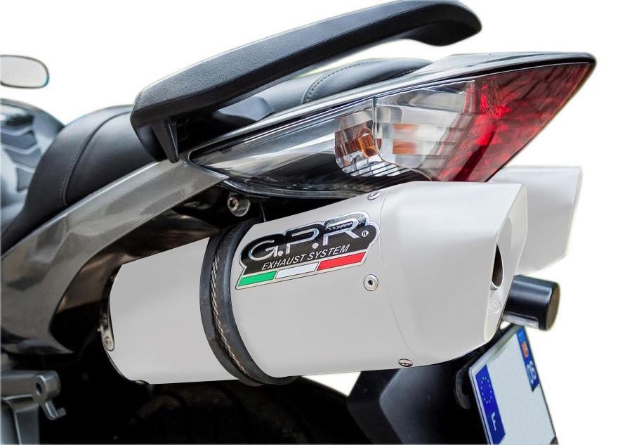 Exhaust compatible with Honda VFR800 V-Tec 2002-2013, Albus Ceramic, Dual slip-on including removable db killers and link pipes, EPA-compliant 