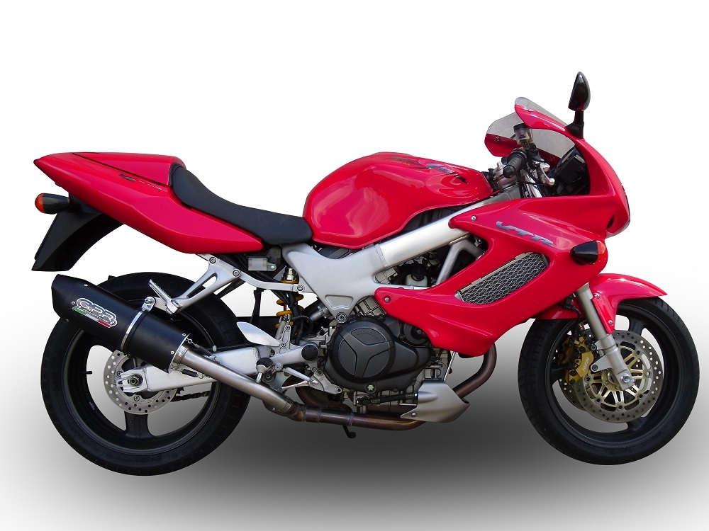 Exhaust compatible with Honda VTR1000F Firestorm 1997-2007, Furore Nero, Dual slip-on including removable db killers and link pipes, EPA-compliant 